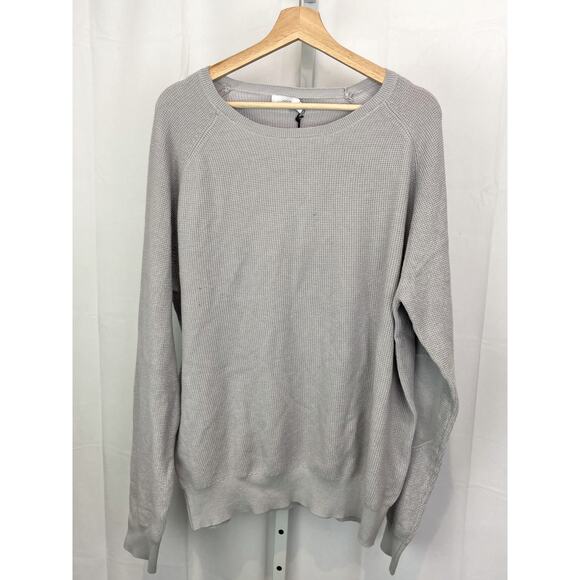 NWT ONIA Mens Size XL Waffle Cotton Cashmere Sweater Elbow Patch Gray - Picture 1 of 9